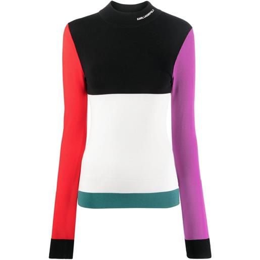 Karl Lagerfeld maglione con design color-block - bianco