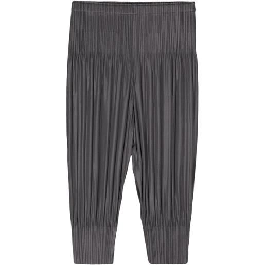 Pleats Please Issey Miyake pleated cropped trousers - grigio
