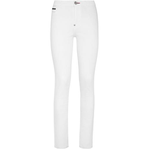 Philipp Plein jeans skinny con placca logo - bianco