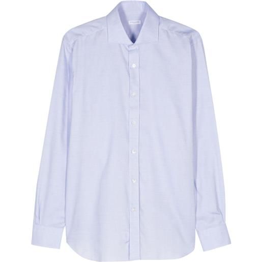 Barba patterned-jacquard cotton shirt - blu