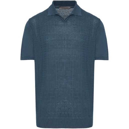 Corneliani textured-finish cotton polo shirt - blu