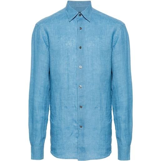 Zegna button-up linen shirt - blu