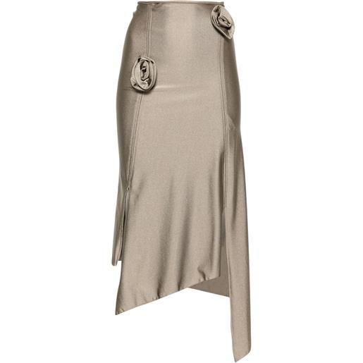 Coperni floral-appliqué asymmetric skirt - grigio