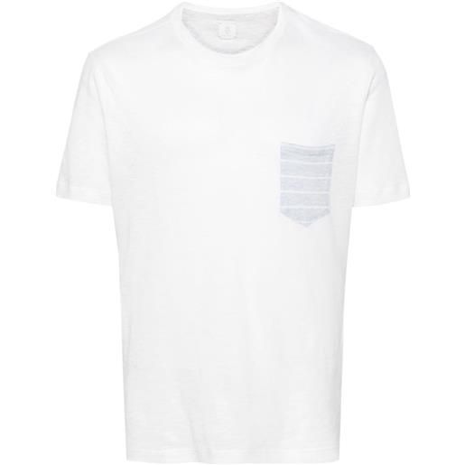 Eleventy contrasting-pocket linen blend t-shirt - bianco