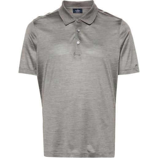 Barba mélange-effect silk polo shirt - grigio