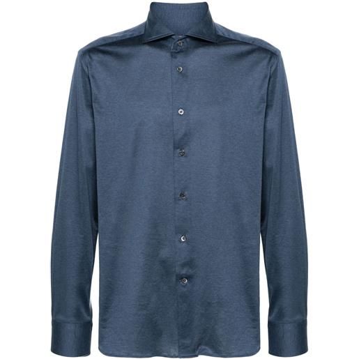 Corneliani spread-collar cotton shirt - blu