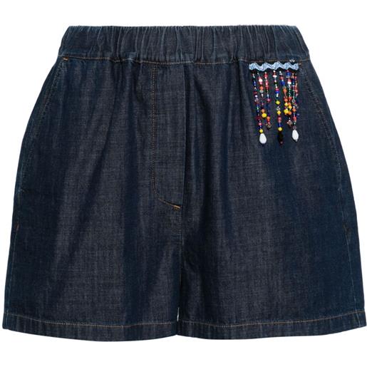 MSGM bead-embellished denim shorts - blu