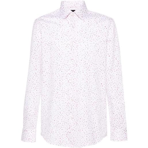 BOSS floral-print piqué shirt - bianco