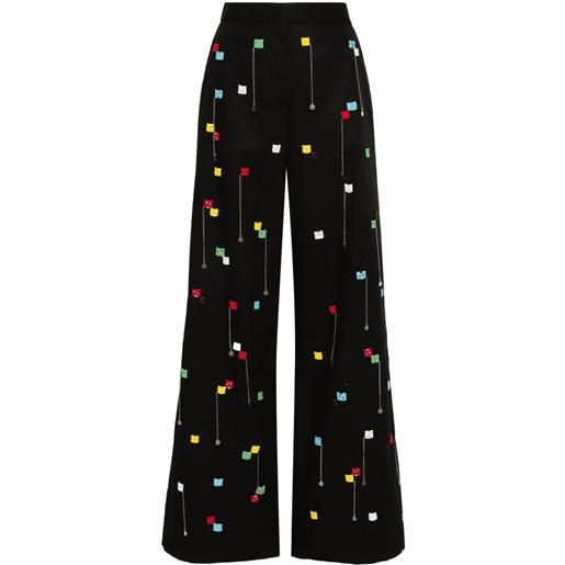 MSGM bead-embellished wide-leg trousers - nero