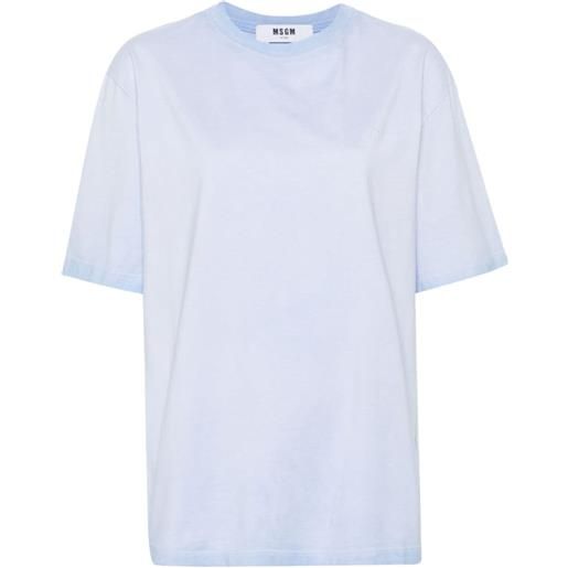MSGM logo-embroidered cotton t-shirt - blu