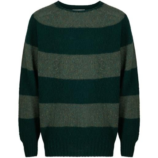 YMC suedehead striped wool jumper - verde