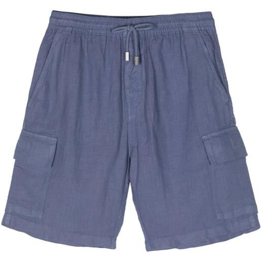 Vilebrequin drawstring linen cargo shorts - blu