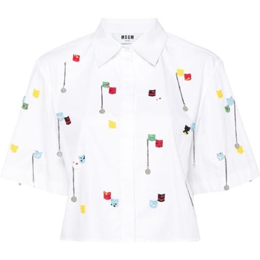 MSGM bead-embellished cotton shirt - bianco
