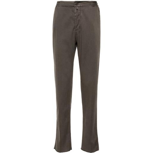 Kiton drawstring-waist tapered trousers - marrone