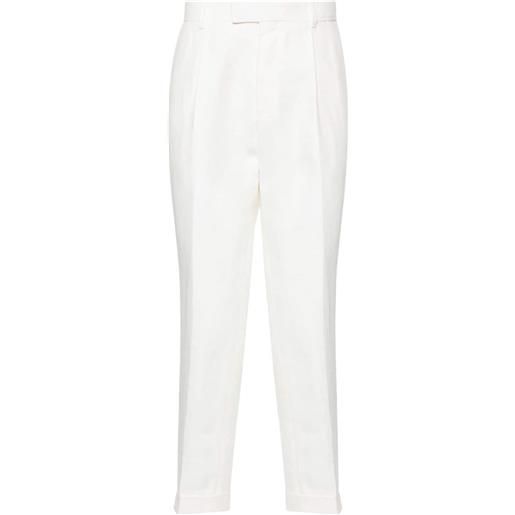 BOSS tapered-leg linen trousers - bianco