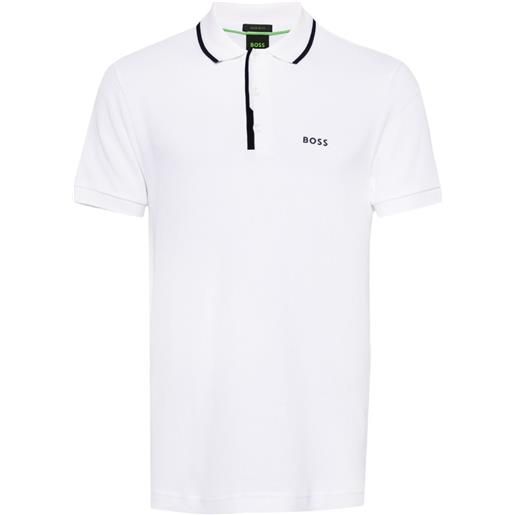 BOSS logo-print cotton polo shirt - bianco