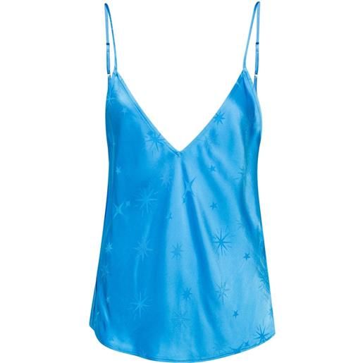 Forte Forte star-embroidered satin tank top - blu