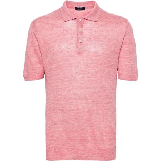 Barba mélange linen polo shirt - rosa
