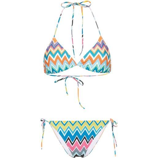 Missoni zigzag-print triangle bikini - blu