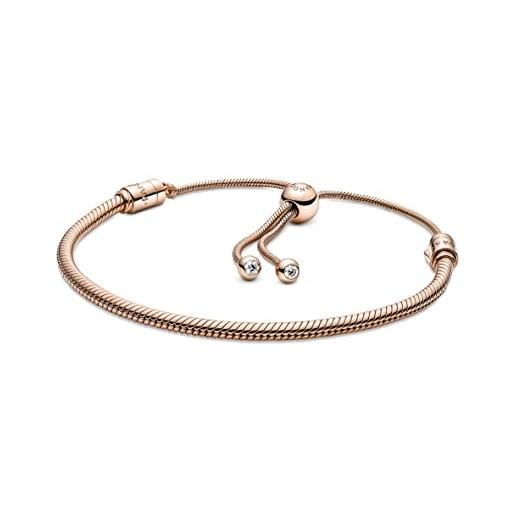 Pandora bracciale in maglia snake placcato in oro rosa 14k con zirconi cubici trasparenti