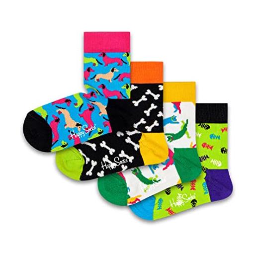 Happy Socks cats & dogs gift box calzini, multicolore (multicolour 700), 0-12 mesi (pacco da 4) unisex baby