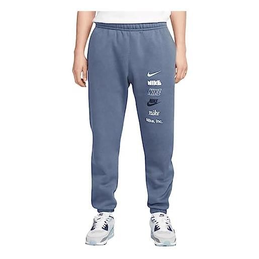 Nike club-pantaloni in pile da uomo, t-shirt, diffused blue/reflective silv, xl