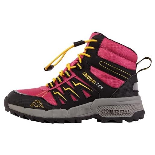 Kappa codice stile: 261065k boxford mid tex k, scarpe da ginnastica unisex-bambini, rosa e giallo, 28 eu