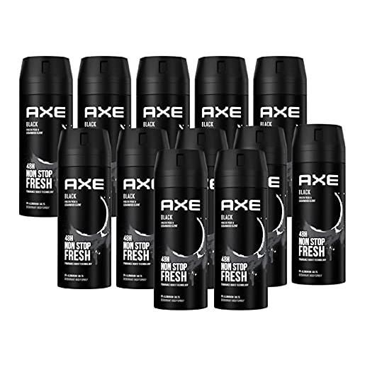 AXE body spray black in set da 12 pezzi, deodorante senza alluminio, 12 x 150 ml, deodorante spray per il corpo, per uomini, uomini e uomini (12 prodotti)