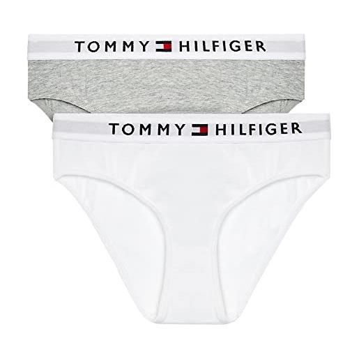 Tommy Hilfiger slip bambina confezione da 2 intimo, grigio (mid grey heather/white), 10-12 anni