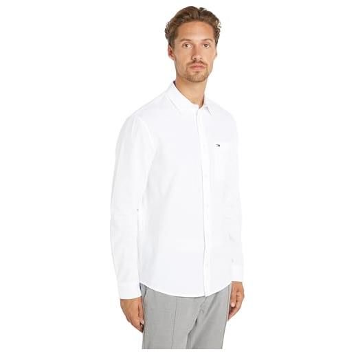 Tommy Jeans camicia uomo tjm reg linen blend shirt camicia casual, bianco (white), xl