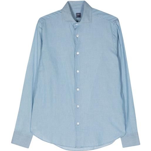 Fedeli classic-collar cotton shirt - blu