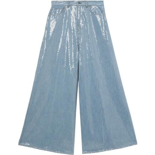 Haikure sequinned wide-leg jeans - blu