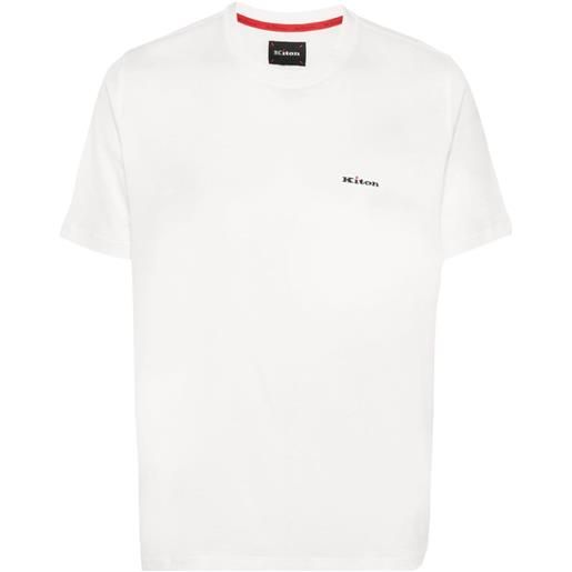 Kiton embroidered-logo cotton t-shirt - bianco