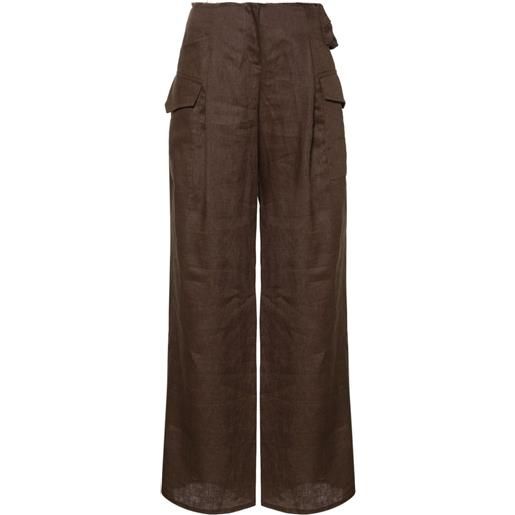 MANURI pimmy 2.4 linen trousers - marrone