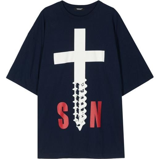 Undercover cross screw cotton t-shirt - blu