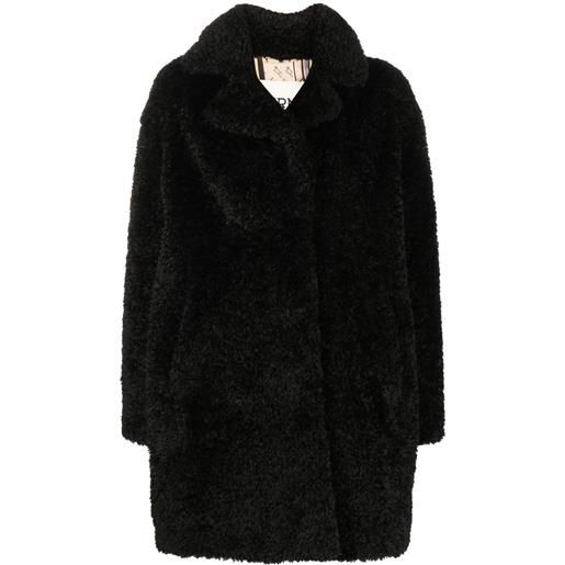 Herno cappotto monopetto in finta pelliccia - nero