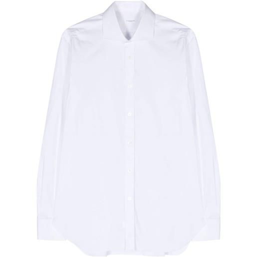 Barba spread-collar cotton-blend shirt - bianco