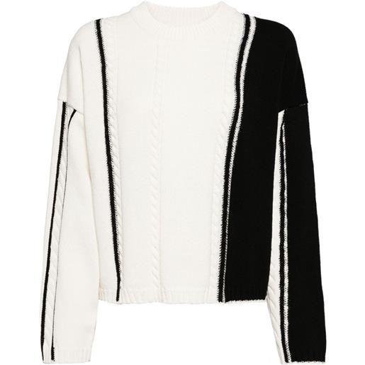 STUDIO TOMBOY cable-knit two-tone jumper - bianco