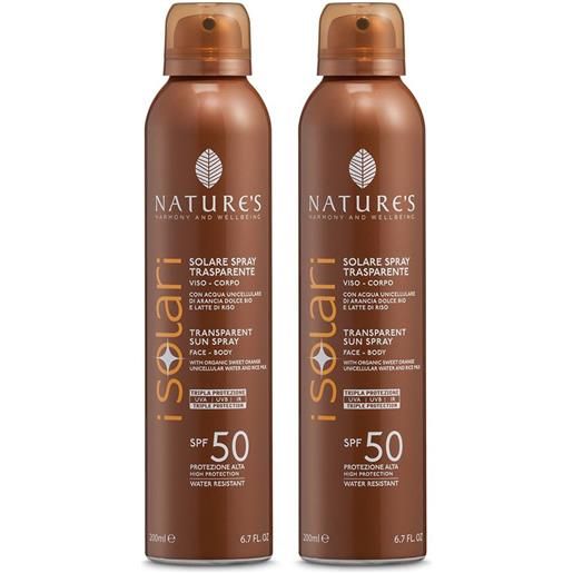 Bios Line SpA nature's i. Solari solare spray trasparente spf 50 set da 2 2x200 ml