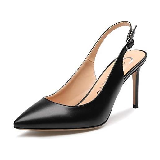 Castamere scarpe col tacco donna cinturino regolabile tacco a spillo sandali moda 8.5cm pelle verniciata nudo scarpe eu 37.5