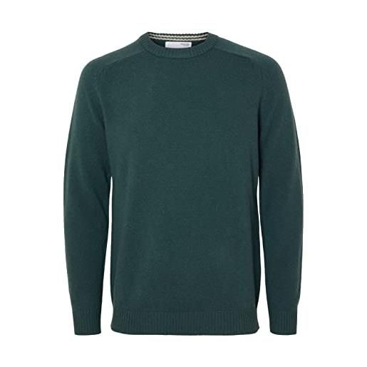SELETED HOMME slhnewcoban lambs wool crew neck w noos maglione lavorato a maglia, forcelle verdi/dettaglio: kelp, l uomo