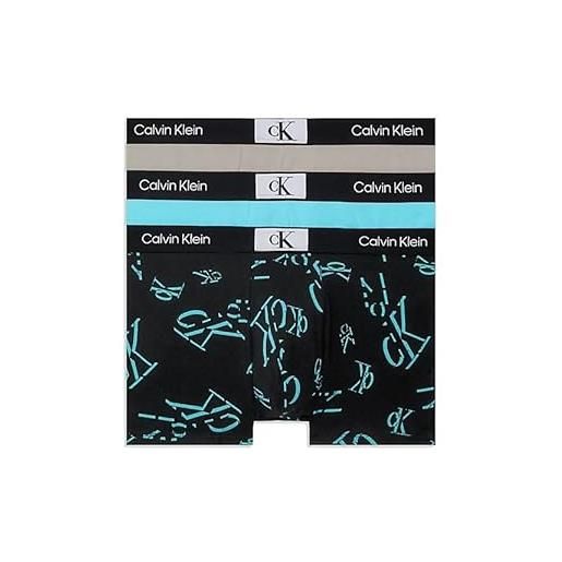 Calvin Klein boxer uomo confezione da 3 cotone elasticizzato, multicolore (bclr btn, auth gry, otdf_bclr btn), xxl