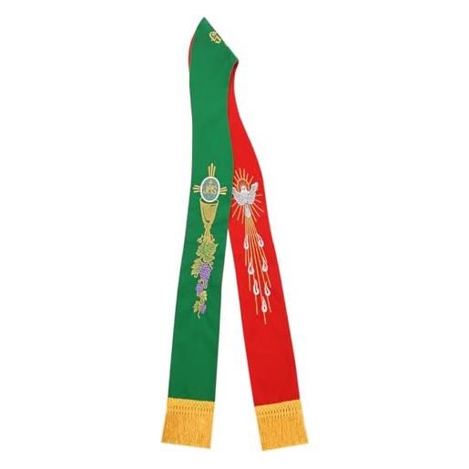 BLESSUME stola sacerdotale chiesa reversibile (green & red)