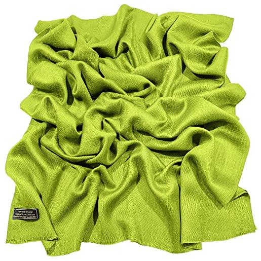 CJ Apparel tinta unita design frange scialle sciarpa wrap stola tiro testa wrap copertura viso pashmina cj abbigliamento nuovo, verde lime, etichettalia unica