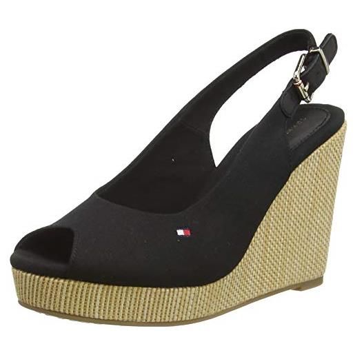 Tommy Hilfiger espadrillas wedge donna iconic elena sling back wedge tacco a zeppa, rosso (fierce red), 41