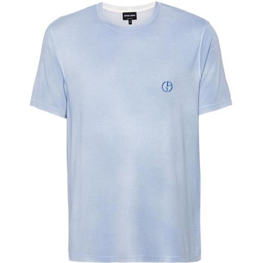 Giorgio Armani logo-embroidered crew-neck t-shirt - blu