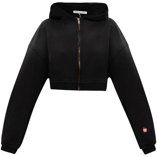 Alexander Wang zip-up cropped hoodie - nero