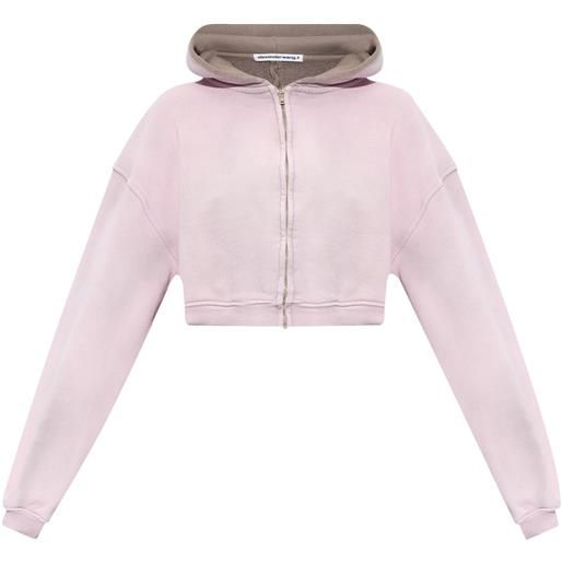 Alexander Wang zip-up cropped hoodie - rosa