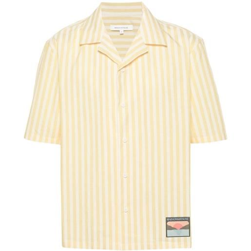 Maison Kitsuné logo-patch striped shirt - giallo