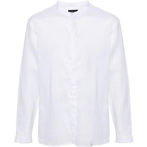 Giorgio Armani band-collar linen shirt - bianco